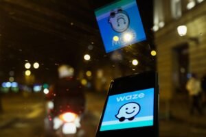 Waze navigation app guiding users to the closest grocery store near you